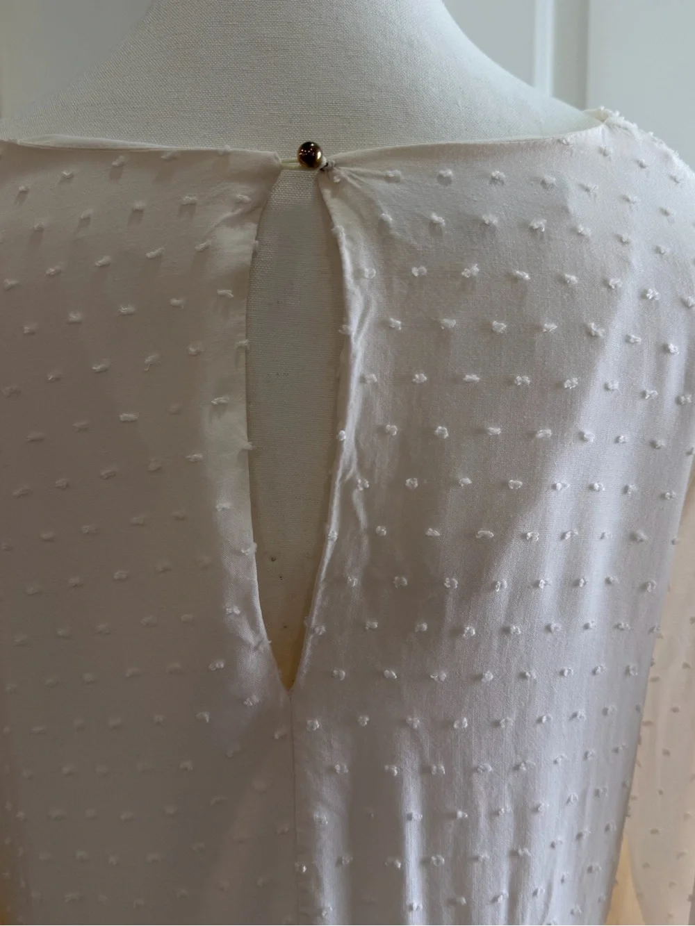 Monk & Lou Cream Swiss Dot Babydoll Dress V-Neck Balloon Sleeve Boho Ivory Small - Picture 4 of 8